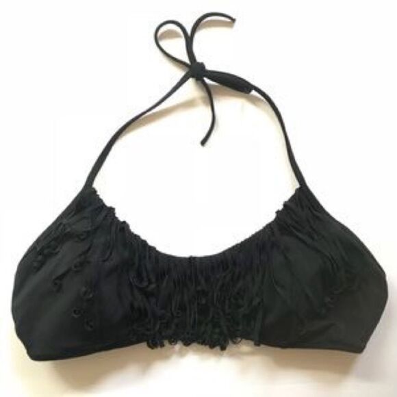 ✨Victoria's Secret Black Fringe Halter Bikini Top✨ - Picture 2 of 5